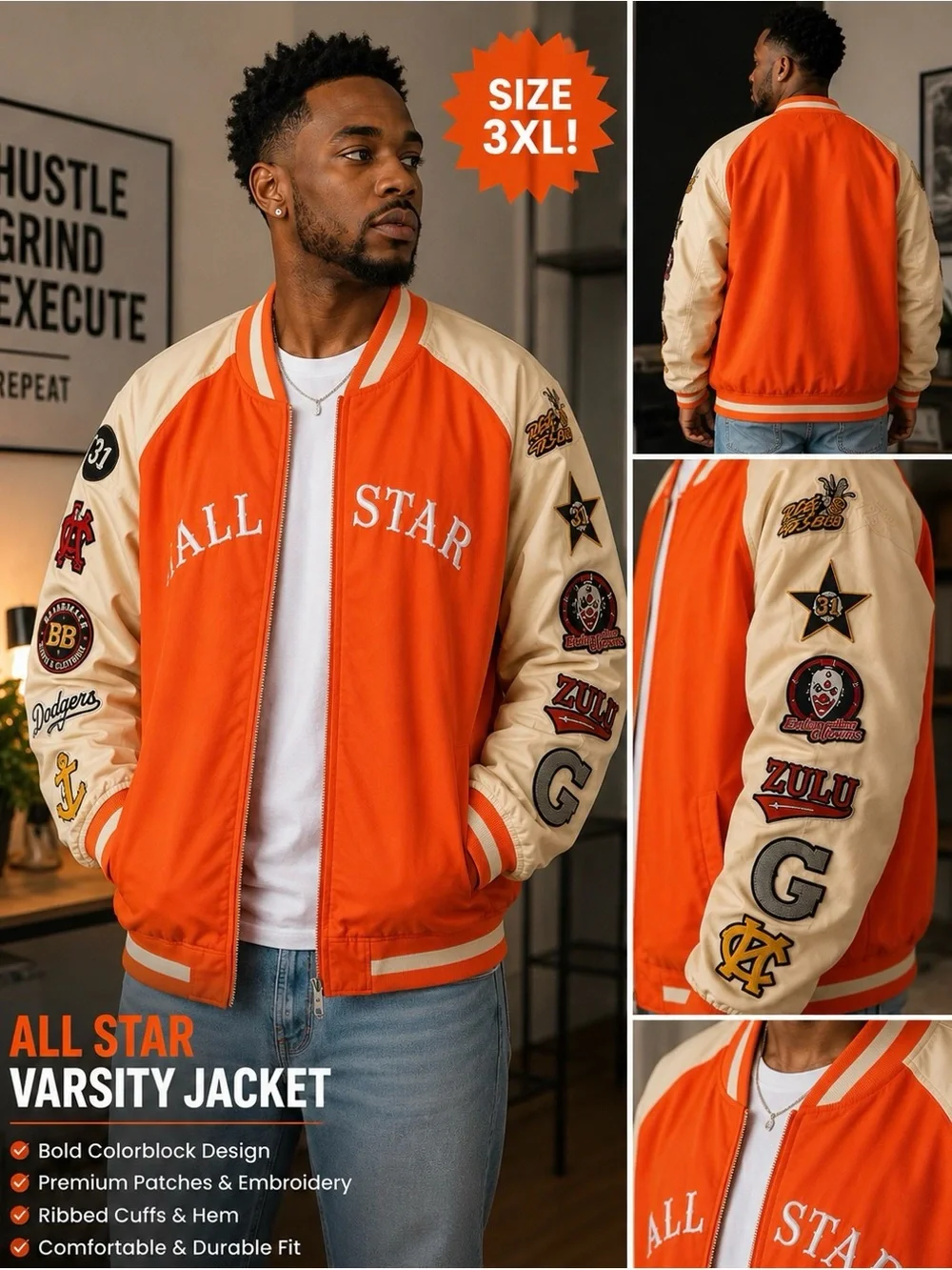 Men’s Navy & Cream Varsity Jacket -